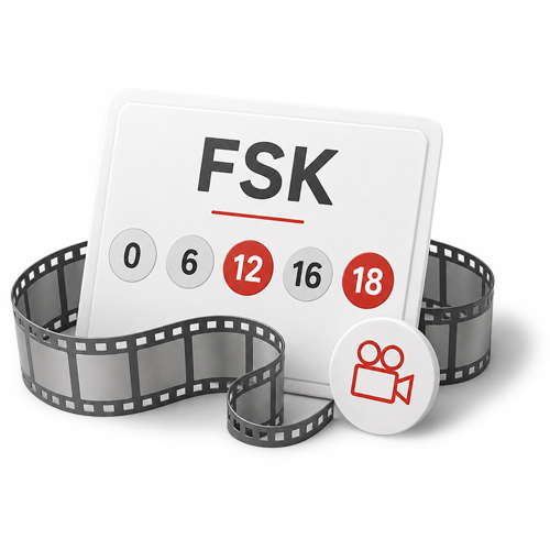 Die fünf FSK-Alterskennzeichen als Filmstreifen